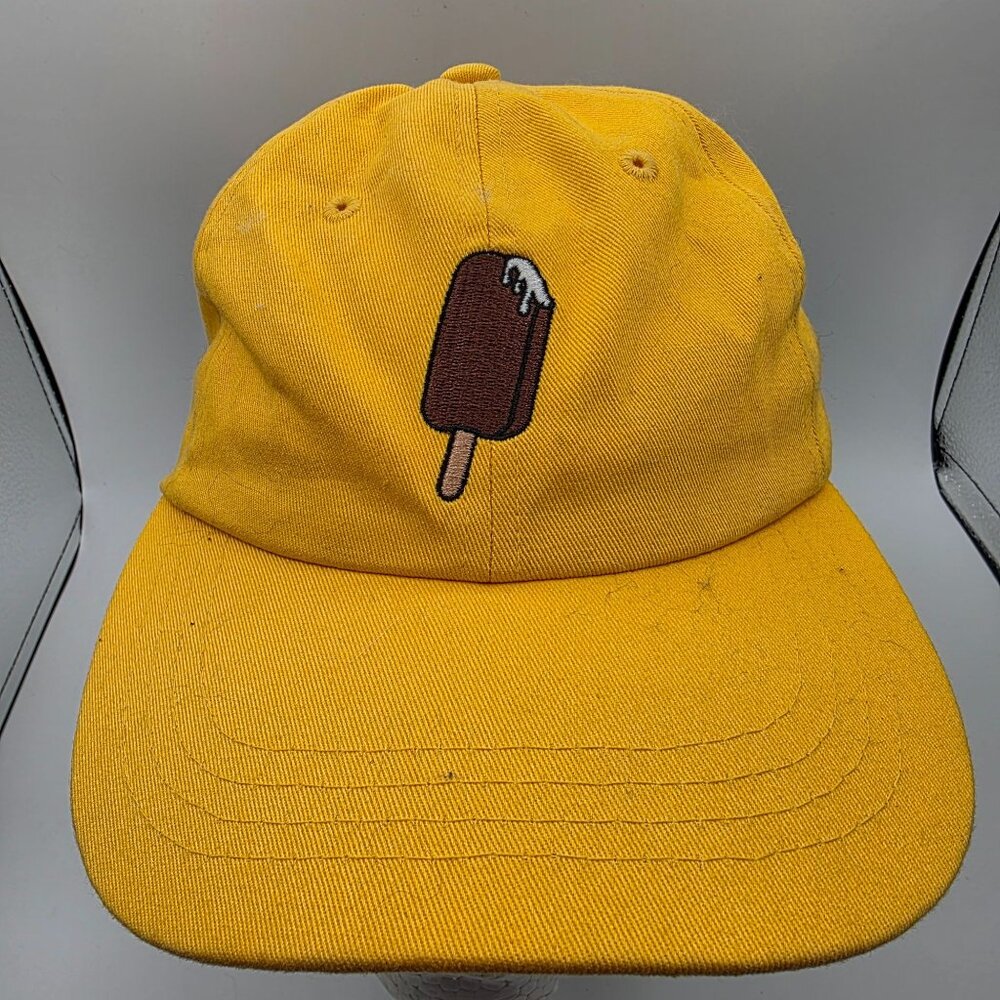 Yellow Baseball Dad Hat With Ice Cream Bar Adjustable Strapback Outdoors - Picture 1 of 8